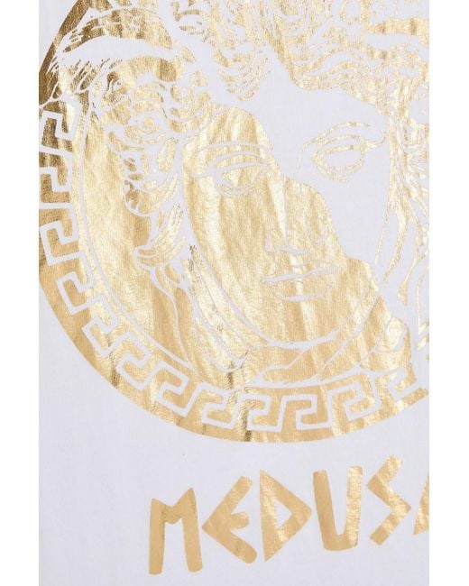 Versace White Metallic Printed Cotton-Jersey T-Shirt