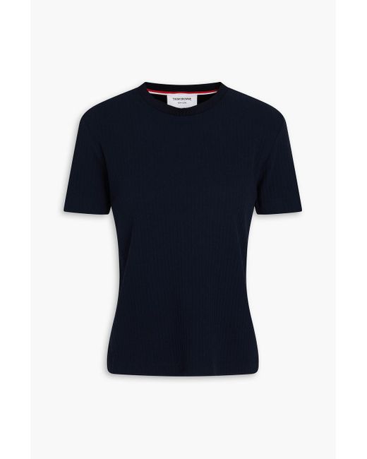 Thom Browne Blue Striped Ribbed Cotton-jersey T-shirt