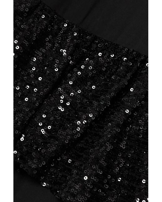 Caroline Constas Black Iris Sequin-embellished Ruffled Crepe Midi Dress