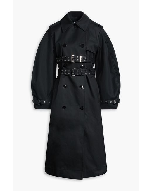 Ganni Black Belted Cotton-Gabardine Trench Coat