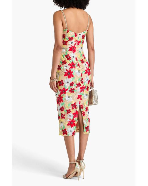 Rachel Gilbert Red Thea midikleid aus tüll mit verzierung