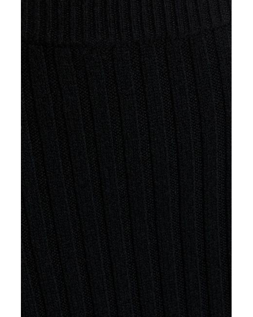 Max Mara Black Seta Ribbed Wool-Blend Maxi Pencil Skirt