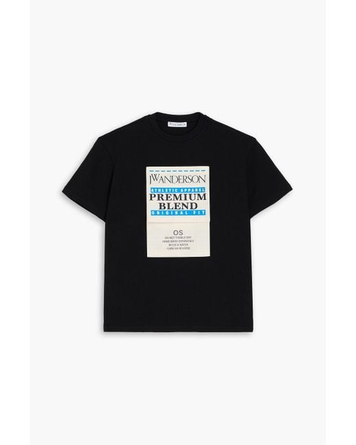 J.W. Anderson Black T-shirt aus baumwoll-jersey mit applikationen