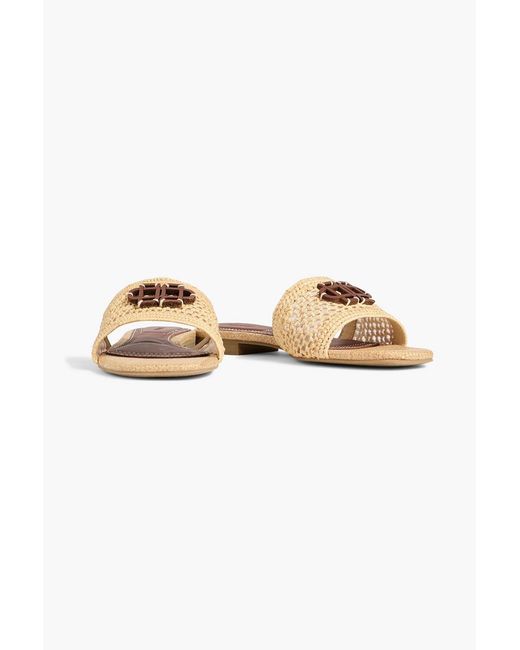 Jonathan Simkhai White Delphi Appliquéd Raffia Slides