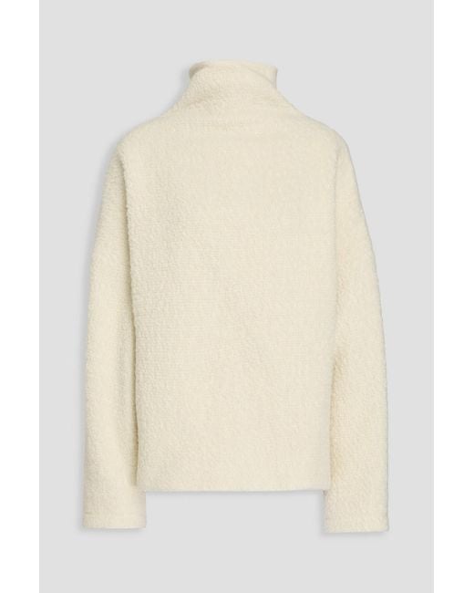 LE17SEPTEMBRE Natural Wool And Cotton-blend Bouclé Turtleneck Top