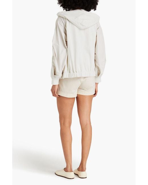 Brunello Cucinelli Natural Shell-paneled Bead-embellished French Cotton-blend Terry Zip-up Hoodie