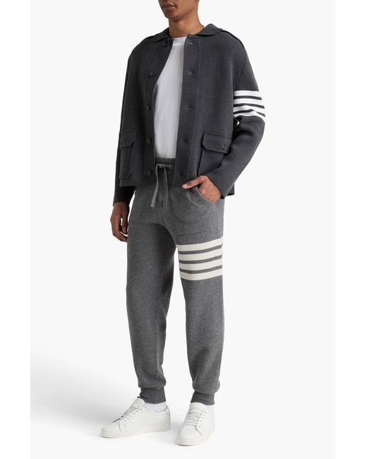 Thom Browne Gray Striped Cashmere Sweatpants for men