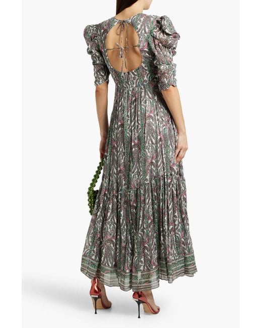 Isabel Marant Gray Bealisa maxikleid aus krepon aus einer baumwoll-seidenmischung mit paisley-print