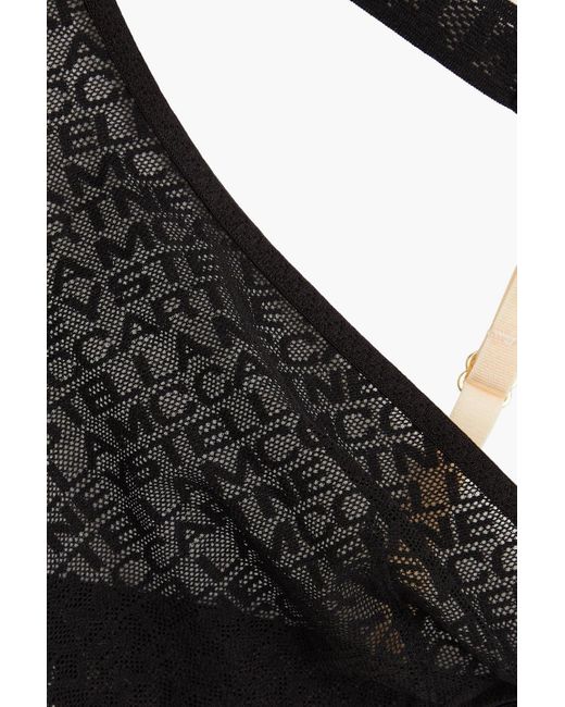 Stella McCartney Black Triangel-bh aus mesh mit logoprint
