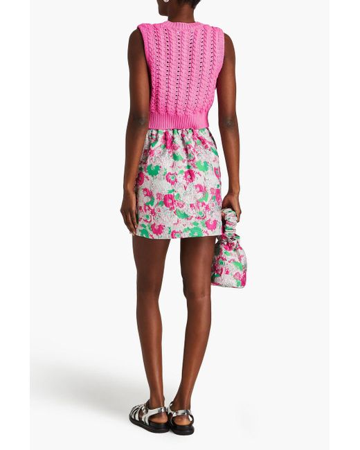Ganni Pink Metallic Brocade Mini Skirt
