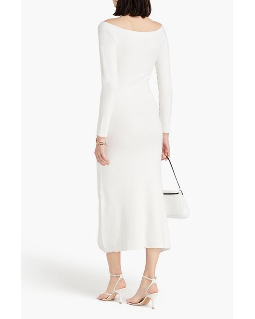 Altuzarra White Off-the-shoulder Button-detailed Knitted Midi Dress