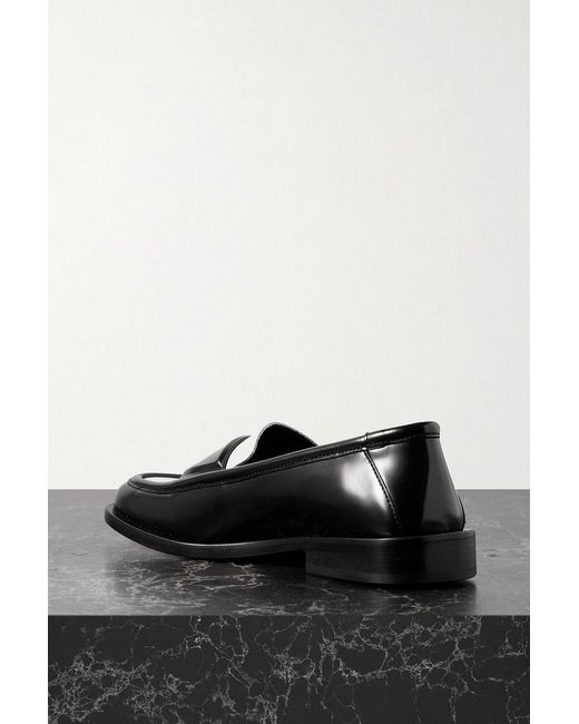 The Attico Black Amanda Logo-Debossed Two-Tone Leather Loafers