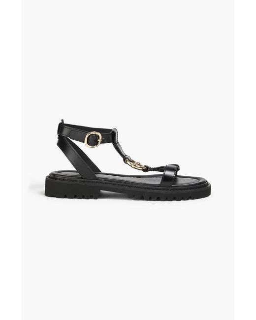 Claudie Pierlot Black Ring-embellished Leather Sandals
