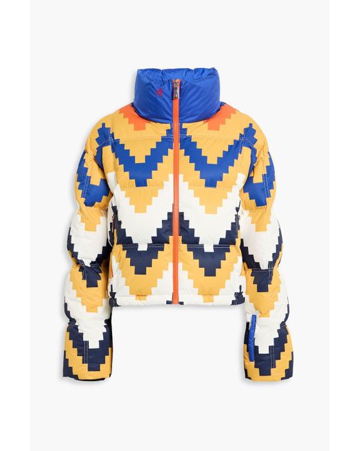 Perfect Moment Blue Nevada Printed Quilted Down Ski Jacket