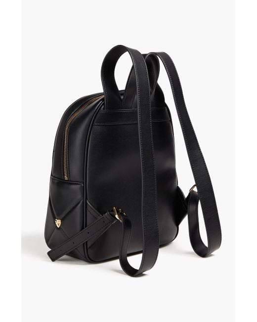 Love Moschino Black Embellished Quilted Faux Leather Backpack
