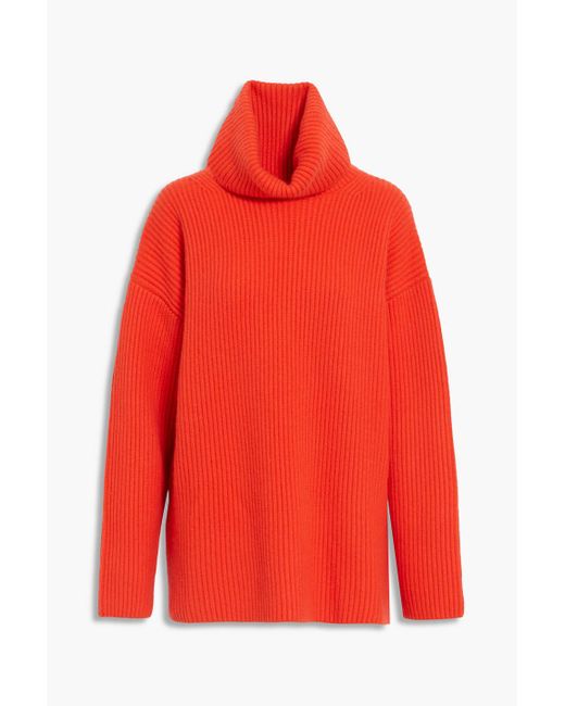 Carolina Herrera Red Oversized Cashmere Turtleneck Sweater