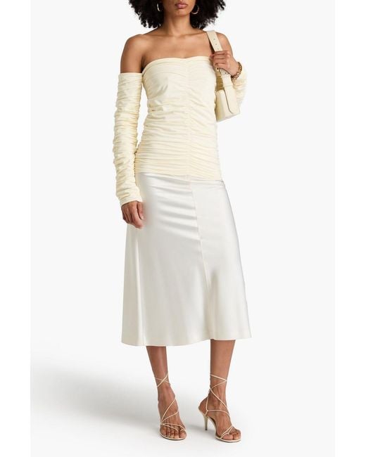 Rohe Natural Off-the-shoulder Ruched Stretch-cotton Jersey Top