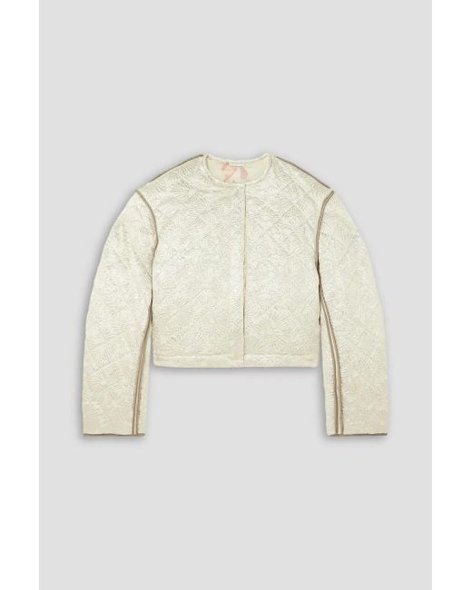 Dries Van Noten Natural Reversible Quilted Metallic Wool-Blend Brocade And Floral-Print Silk-Blend Jacket