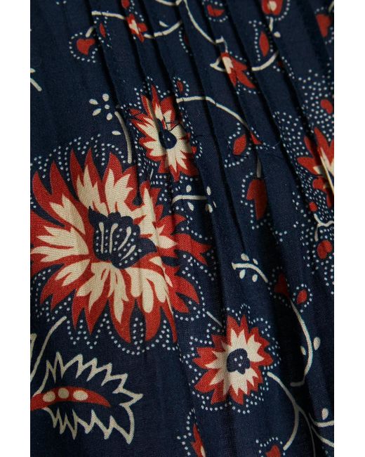 Sea Blue Robina Crochet-trimmed Floral-print Cotton Top