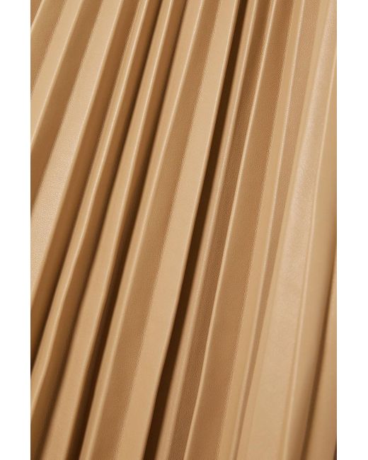 3.1 Phillip Lim Natural Asymmetric Wrap-effect Pleated Faux Leather Midi Skirt