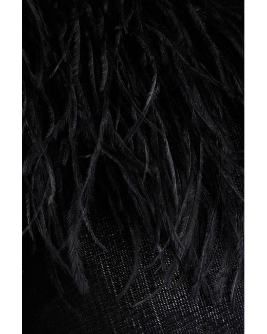 16Arlington Black Pendall Feather-embellished Gauze Top