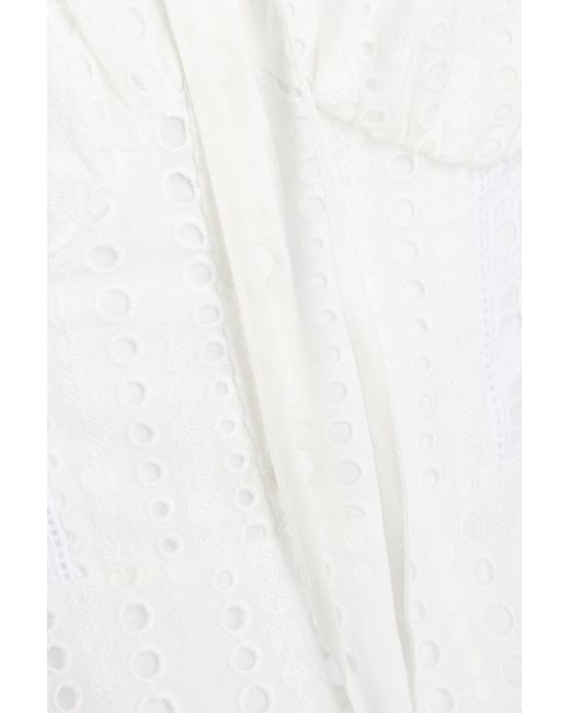 Charo Ruiz White Cordoba Broderie Anglaise Coton-blend Mini Dress