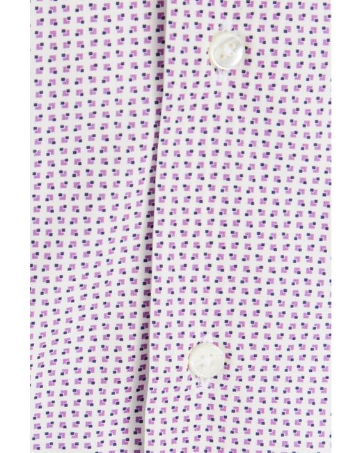 Canali Purple Printed Cotton-poplin Shirt for men