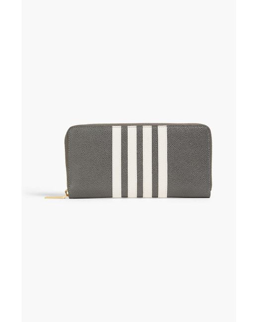 Thom Browne Gray Striped Pebbled-leather Wallet