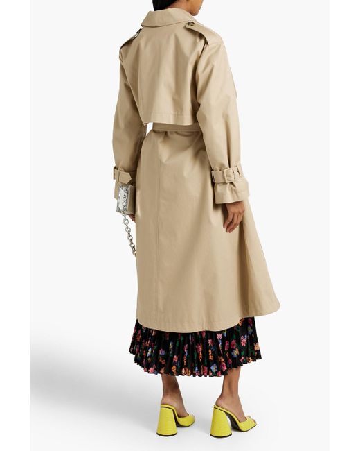 MSGM Belted Cotton-gabardine Trench Coat in Natural | Lyst