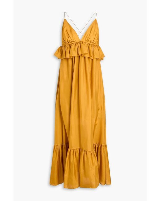 Zimmermann Yellow Ruffled Silk Maxi Dress
