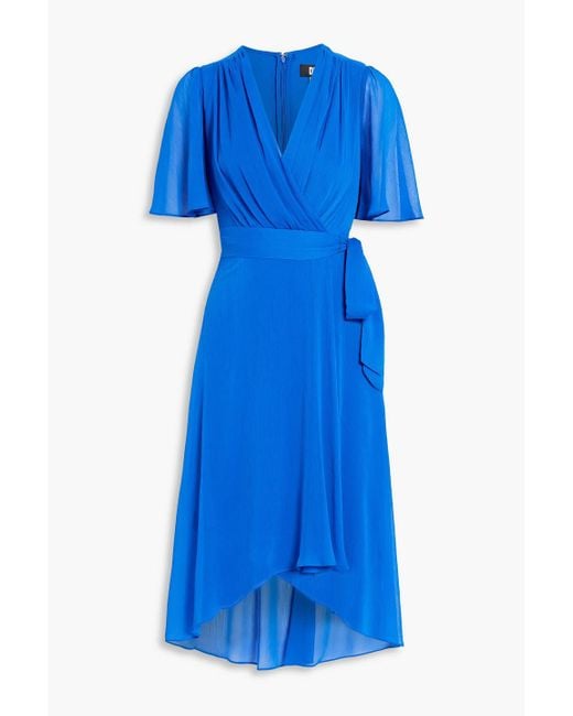 DKNY Blue Wrap-effect Crepon Dress