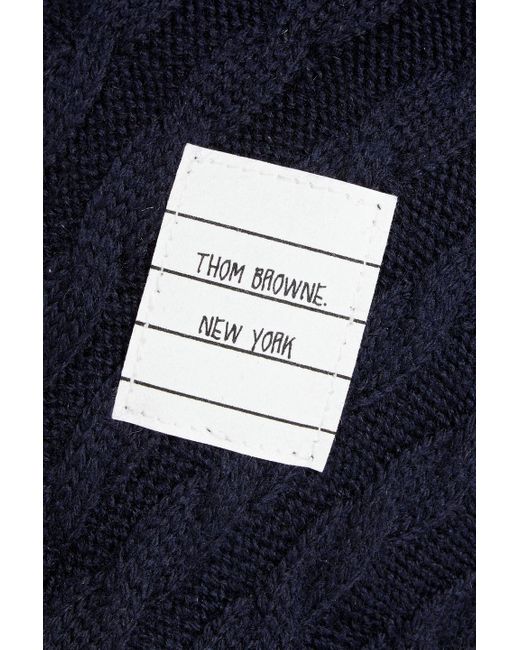 Thom Browne Blue Cable-knit Merino Wool Baseball Cap for men