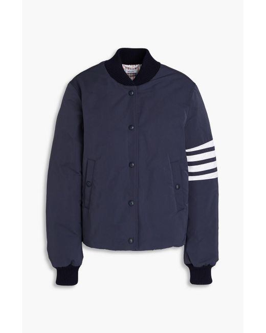 Thom Browne Blue Striped Shell Bomber Jacket