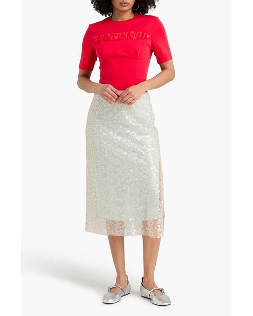 Simone Rocha Red Ruffled Cotton-Jersey Top