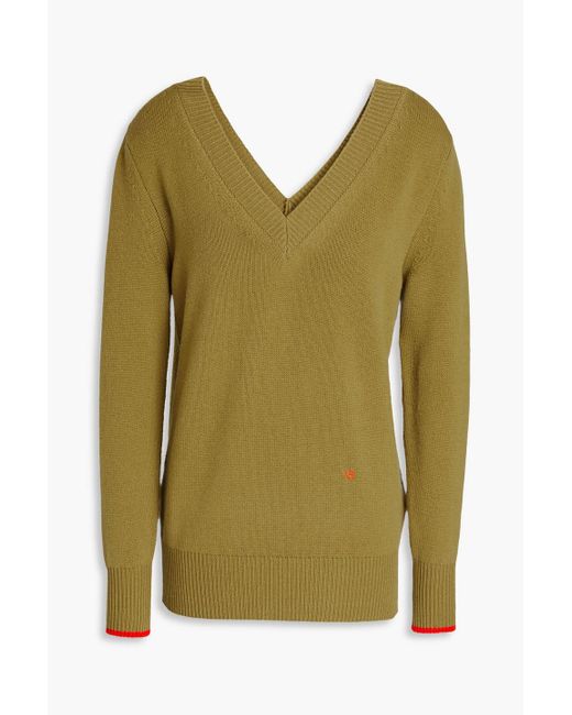 Victoria Beckham Green Cashmere-blend Sweater
