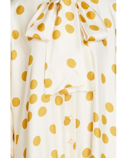 Zimmermann Metallic Pussy-bow Polka-dot Silk-satin Mini Dress