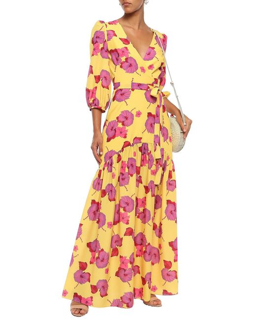 Borgo De Nor Orange Salma Belted Floral-print Crepe De Chine Maxi Dress