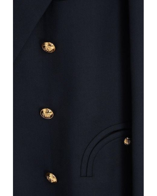 Blazé Milano Blue Alcanara Double-breasted Wool-twill Blazer