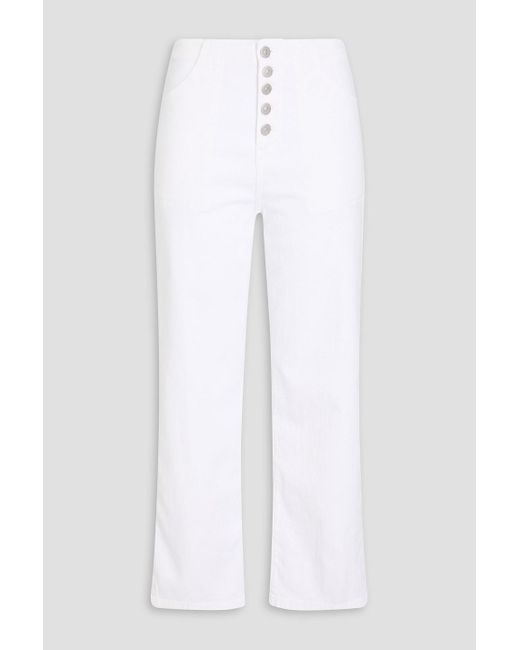 Veronica Beard White Crosbie Cropped High-rise Wide-leg Jeans