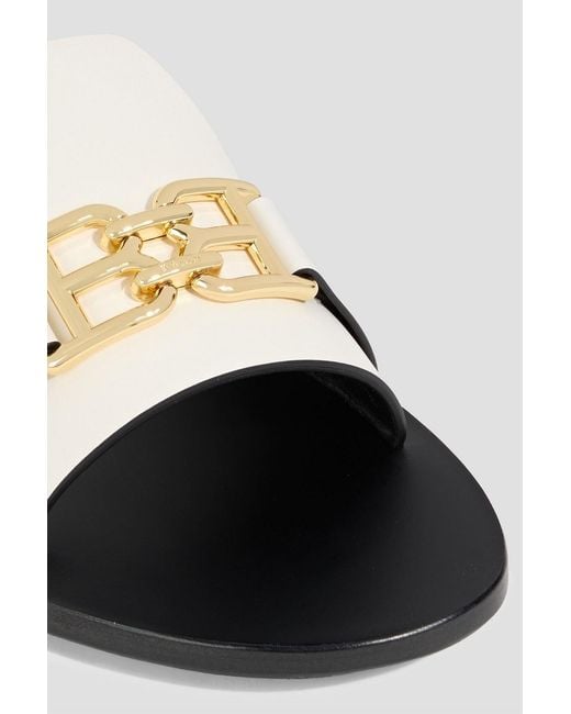 Bally White Positano Embellished Leather Slides