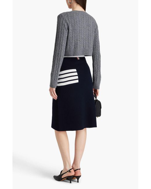 Thom Browne Blue Striped Intarsia Wool-blend Skirt