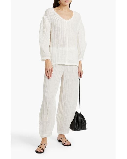 By Malene Birger White Mikele Linen-Gauze Tapered Pants