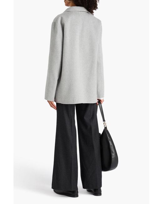 Theory Gray Brushed Wool And Cashmere-blend Felt Blazer