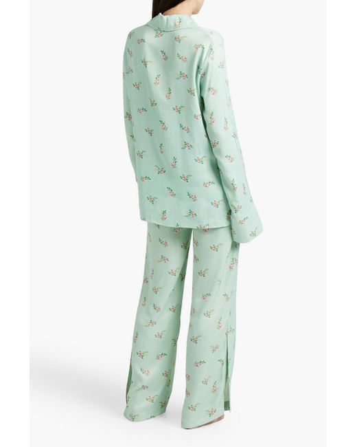 Sleeper Green Pyjama-hose aus satin mit floralem print