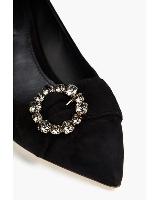 Dolce & Gabbana Black Buckle-embellished Suede Pumps