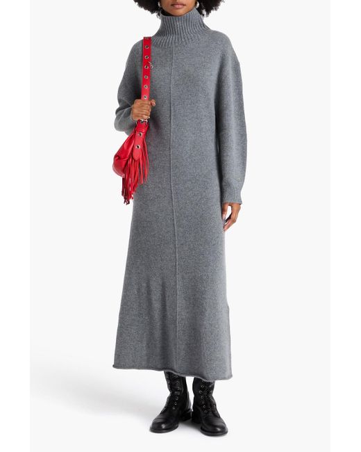 Maje Gray Cashmere-blend Turtleneck Maxi Dress