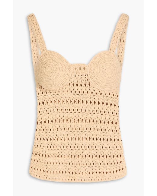 Nanushka Natural Bernou Crocheted Cotton-blend Top