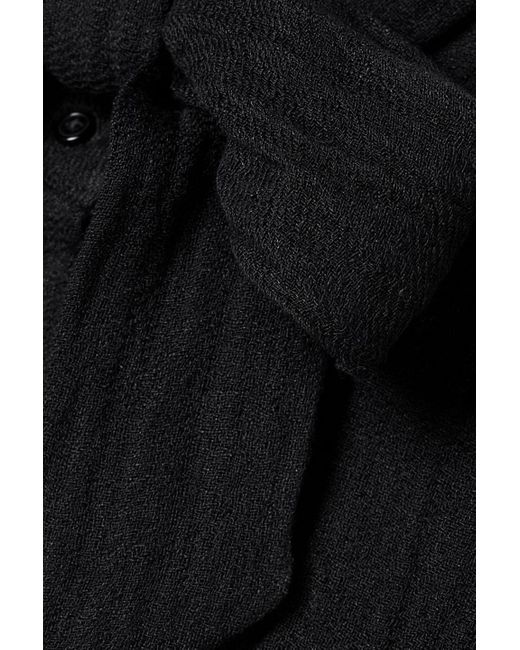 Lisa Marie Fernandez Black Pussy-bow Crinkled Linen-blend Gauze Maxi Dress