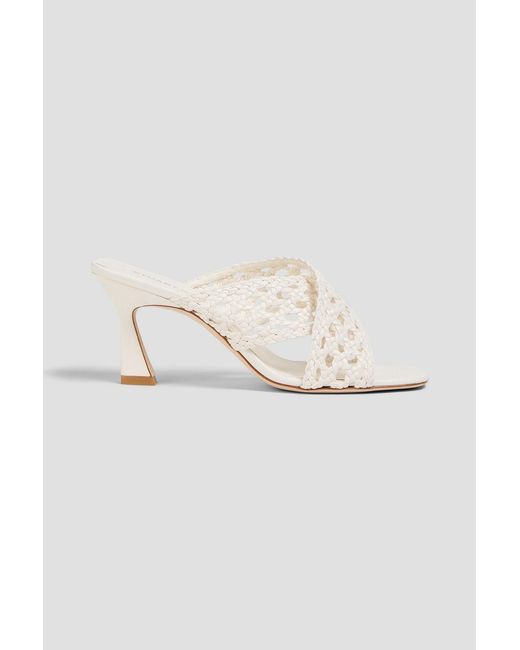 Stuart Weitzman White Thea Woven Leather Mules
