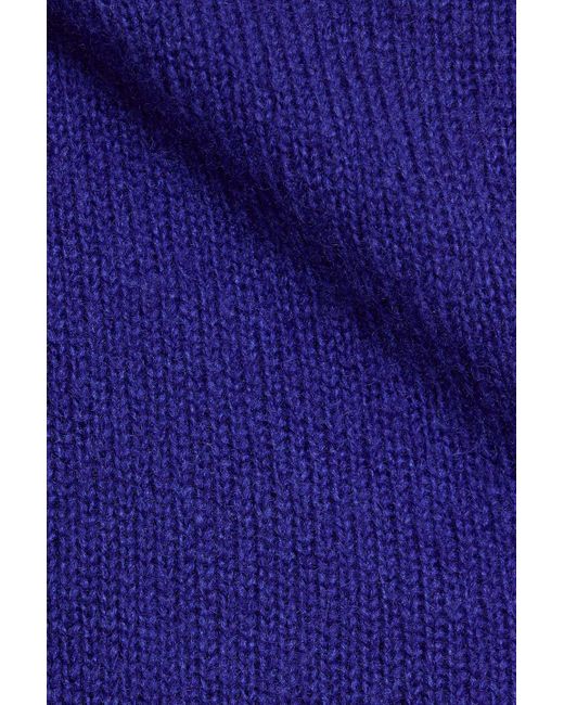 LAPOINTE Blue Cold-shoulder Cashmere And Silk-blend Turtleneck Sweater